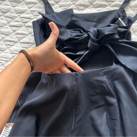 ASOS DESIGN Bow Back Romper in Navy - Picture 11 of 13